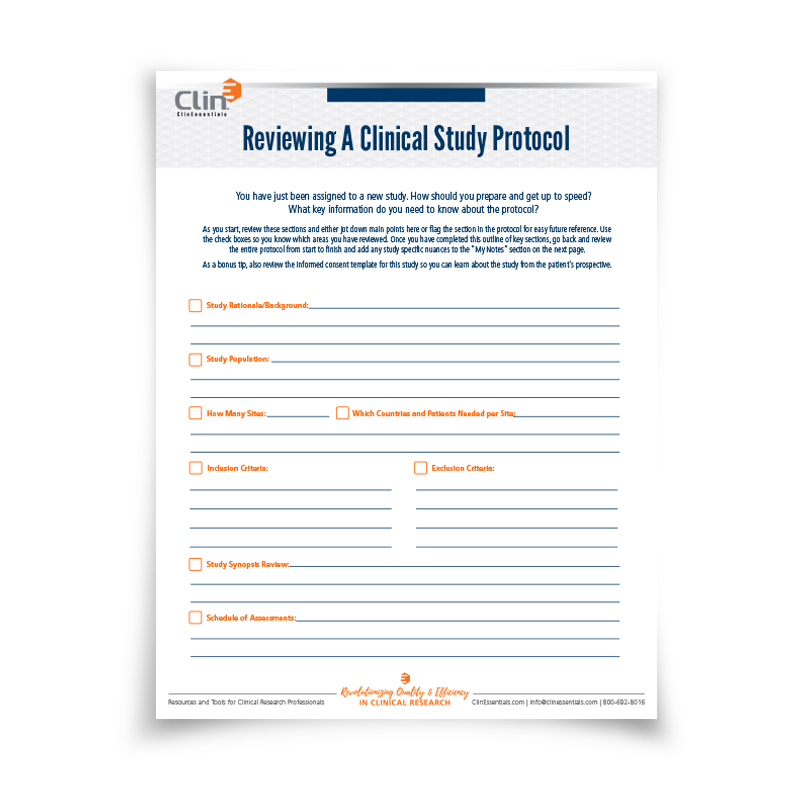 Reviewing A Clinical Study Protocol